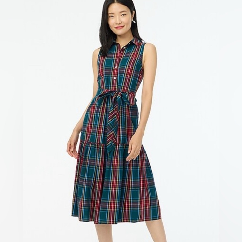 J Crew Factory size 4 Holiday Sleeveless Dress + earrings